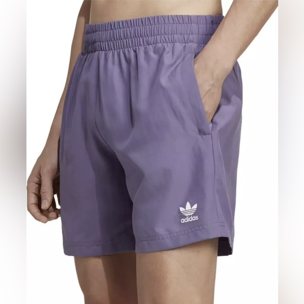 Adidas Men's XS purple orchid swim shorts with mesh liner and side pockets